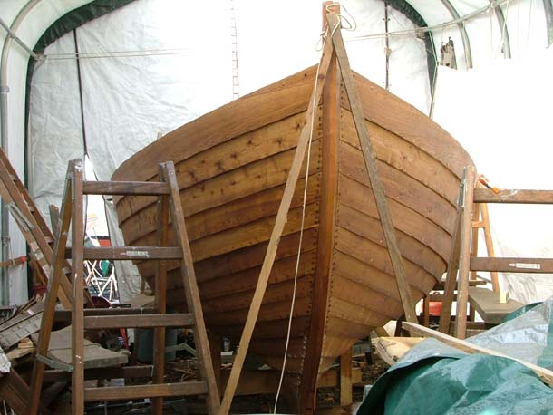 Seine boat - stern boat quarter with planking